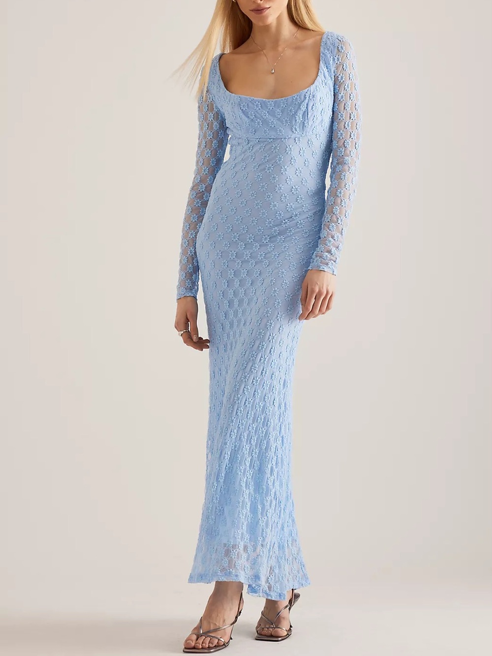 Bardot Adoni Cornflower Mesh Midi Dress